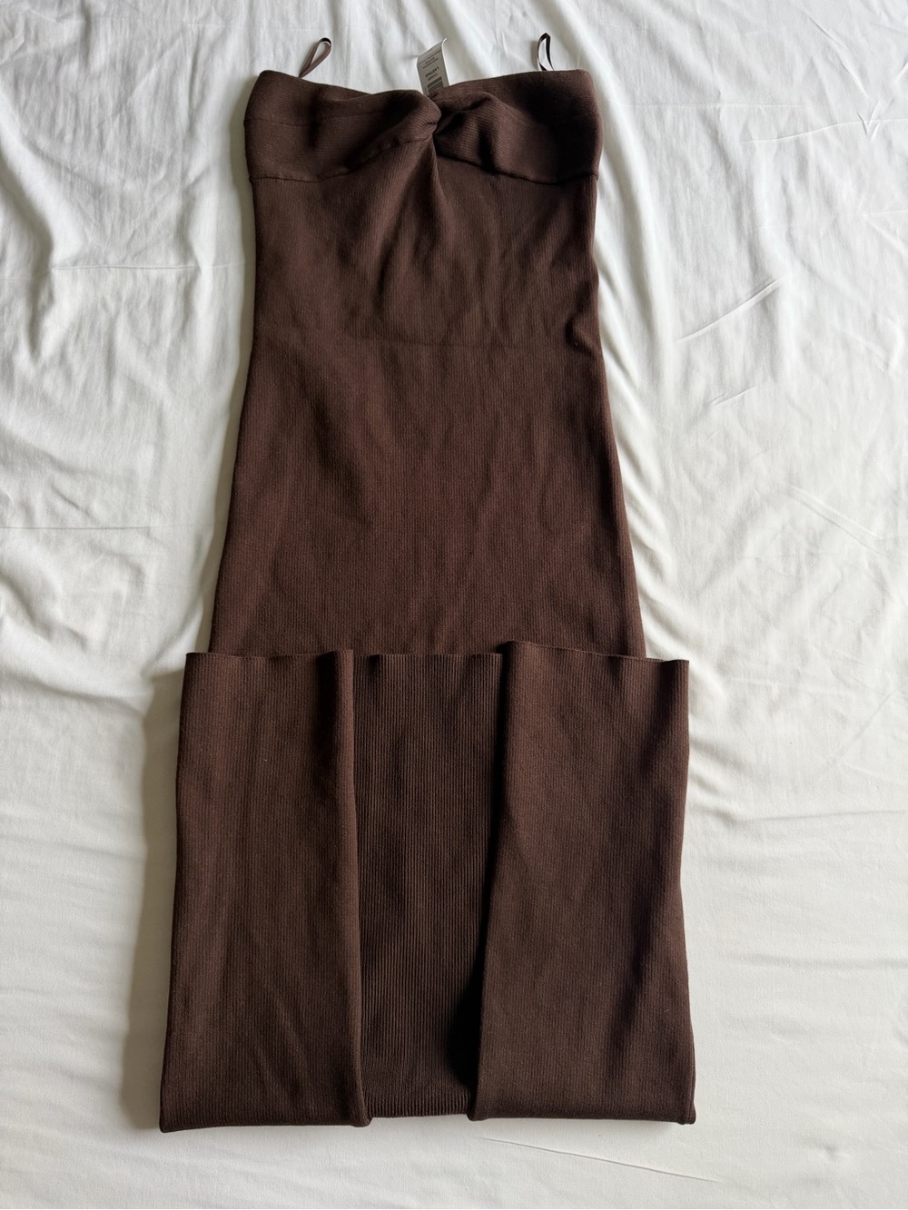 Aritzia Babaton Chocolate Brown Twist-Neck Knit Top